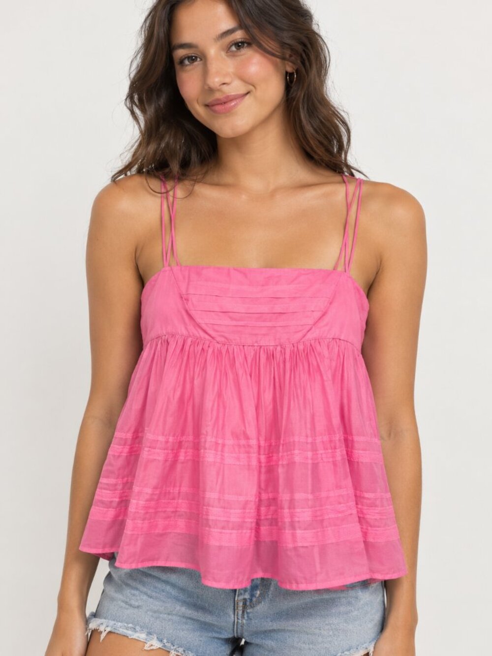 STAUD Theo strawberry cream pink cotton tank top 10 NWT